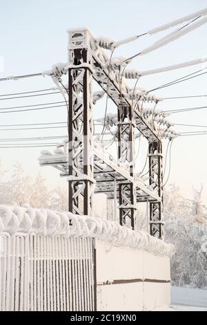 Glass insulator on high voltage power pylon Stock Photo - Alamy