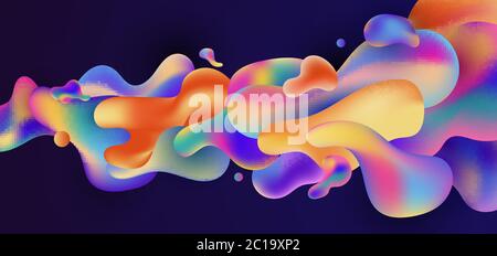 Abstract colorful gradient fluid shape flowing on blue background. Vector illustration Stock Vector