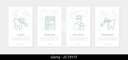 Vector four vertical mobile banners for dentistry medicine - 04 Stock Vector