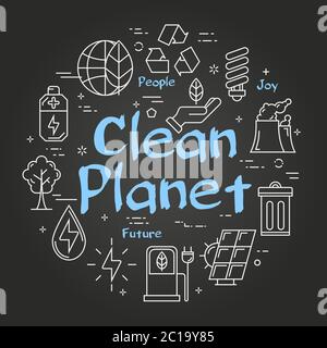 Vector Black Concept of Clean Planet Blue Text Stock Vector