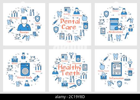 Set of banners for dental health concept Stock Vector