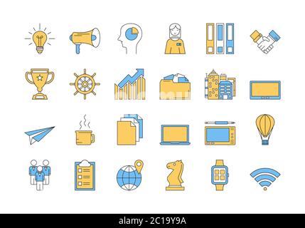Linear COLOR icon set 2 - BUSINESS Stock Vector