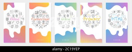 Vector five internet banners - online, browser, HTML concept Stock Vector