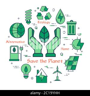 Green Save the Planet concept Stock Vector