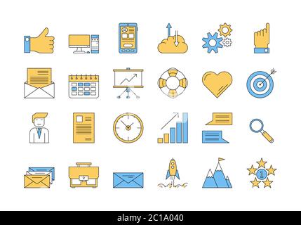 Linear COLOR icon set 1 - BUSINESS Stock Vector