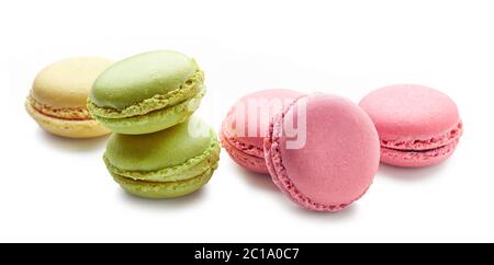 various colorful macaroons isolated on white background Stock Photo