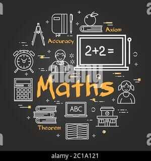 Black school concept with Maths Subject Stock Vector