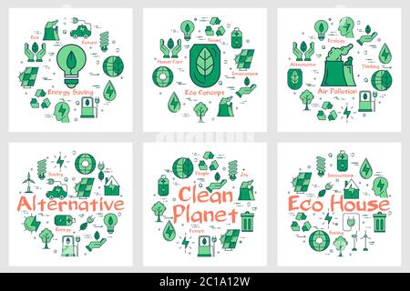 Green Eco concept icons in collection Stock Vector