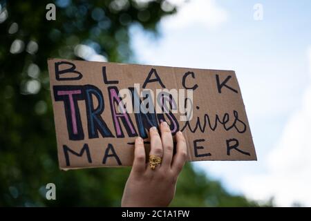 London, UK. 13th June, 2020. A local rally in Newington Green, London in solidarity with Black Lives Matter. This was one of many UK protests and rallies following the death of George Floyd while in the custody of police officers in Minneapolis in the United States. credit Carol Moir/Alamy News Stock Photo
