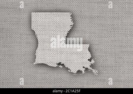 Map of Louisiana on old linen Stock Photo - Alamy