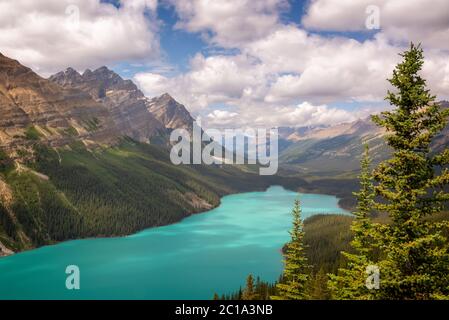 Peyto lake on Icefields Parkway in Banff National Park, Alberta, Rocky Mountains, Canada Stock Photo