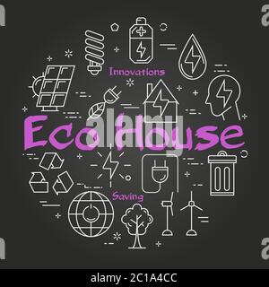 Vector Black Board Innovation Technology of Eco House Stock Vector