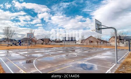 panorama basketball courts park near multi Royalty Free image