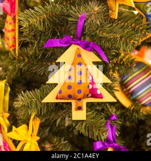 Christmas decorations on the branches of fir tree Stock Photo