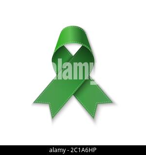 Gallbladder and Bile Duct Cancer Awareness Month. Realistic Kelly Green ribbon symbol. Medical Design. Vector illustration. Stock Vector
