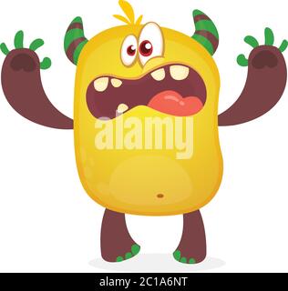 Cute furry orange monster. Vector troll character. Design for children book, holiday decoration, stickers or print Stock Vector