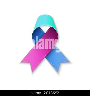 Thyroid cancer awareness ribbon vector realistic illustration Stock Vector