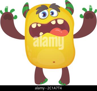 Cute furry orange monster. Vector troll character. Design for children book, holiday decoration, stickers or print Stock Vector