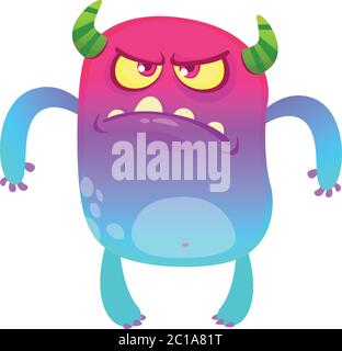 Cartoon grumpy monster character. Vector illustration for Halloween Stock Vector