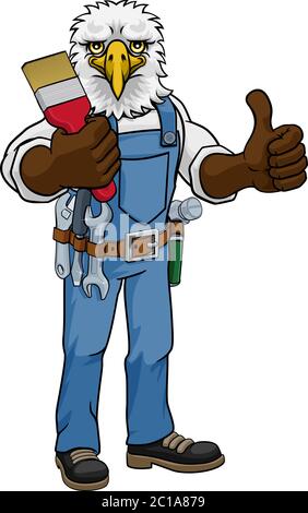 Eagle Painter Decorator Holding Paintbrush Stock Vector