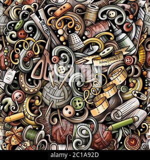 Handmade hand drawn vector doodles seamless pattern. Stock Vector