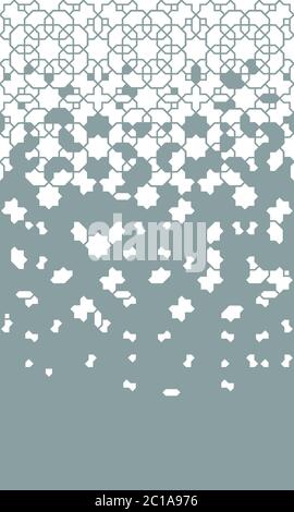 Oriental ethnic vector geometric background. Arabesque disintegration repeating border. Arabian monochrome pattern Stock Vector