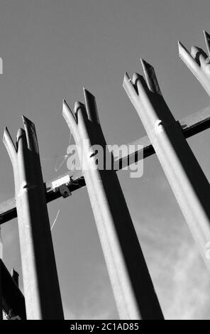 old pressed steel weathered patinated  fencing Stock Photo