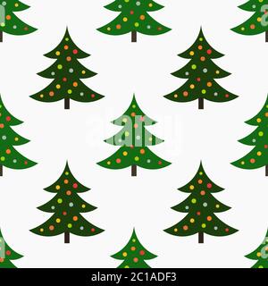 Decorated Christmas trees seamless pattern. Vector illustration. Stock Vector