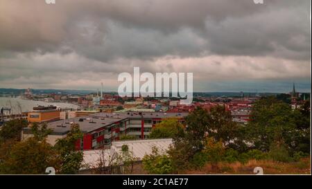 Panorama aerial view to Goteborg from Masthugg church viewpoint, Goteburg, Sweden Stock Photo