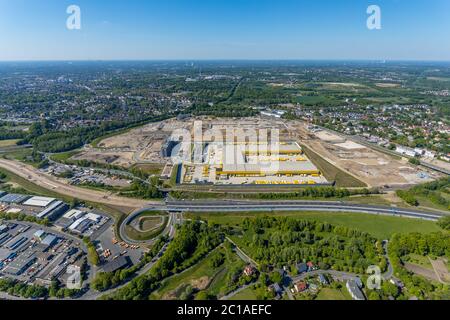 Aerial photograph, new building DHL Logistik Paketzentrum, former Opel site, former Opel administration building, Laer district, Bochum, Ruhr area, No Stock Photo