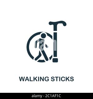 Walking Sticks icon. Simple element from trauma rehabilitation collection. Creative Walking Sticks icon for web design, templates, infographics and Stock Vector