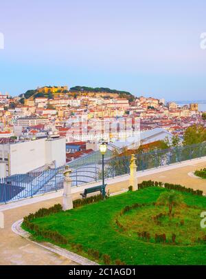 Lisbon skyline from famous viewpoint Stock Photo