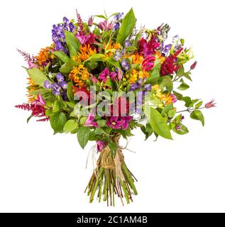 Colorful bunch of flowers with dahlia and zinnia Stock Photo
