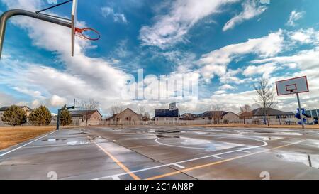 panorama basketball courts park near multi Royalty Free image