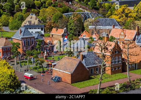 The Hague, Netherlands - April 26, 2017: Village in Madurodam miniature park in The Hague Stock Photo