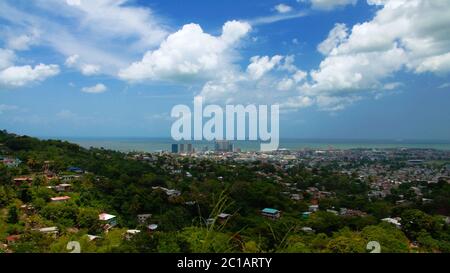 Panorama aerial view to Port of Spain in Trinidad and Tobago Stock Photo