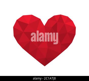 Red heart made of triangles shape. Low poly vector illustration. Stock Vector