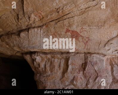 Cave paintings and petroglyphs in Tassili nAjjer national park, Algeria Stock Photo