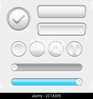 Gray web buttons. Push buttons and sliders Stock Vector