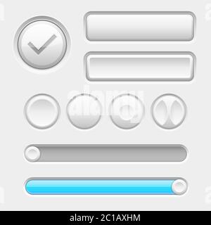 Gray web buttons. Push buttons and sliders Stock Vector