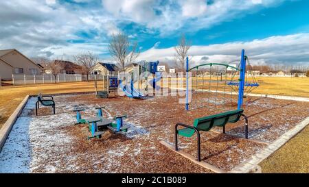 panorama basketball courts park near multi Royalty Free image