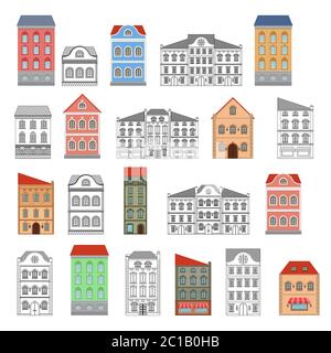 Houses. Set of european old buildings Stock Vector