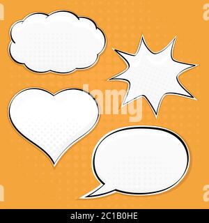 Speech bubbles on yellow background. Pop art style Stock Vector