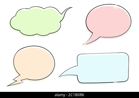 Speech bubbles. Colored set of sketch icons Stock Vector