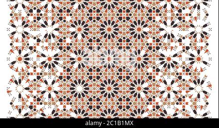 Mosaic tile modern decorative pattern. Arabesque vector seamless pattern. Geometric halftone texture with color tile disintegration Stock Vector