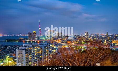 Fukuoka city skyline in Hakata, Fukuoka, Japan Stock Photo