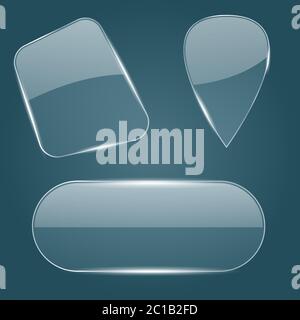 Glass transparent plates on dark background Stock Vector