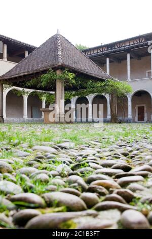France, Ain, Bourg en Bresse, Royal Monastery of Brou. The cloister Stock Photo
