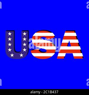 Word USA with american flag Stock Vector