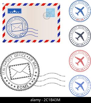 Blank envelope and postmark elements Stock Vector